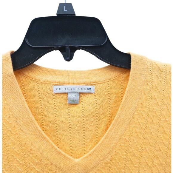 Cutter & Buck Men's Size XL V-Neck Cotton Light Orange  Sweater Vest - Picture 2 of 4